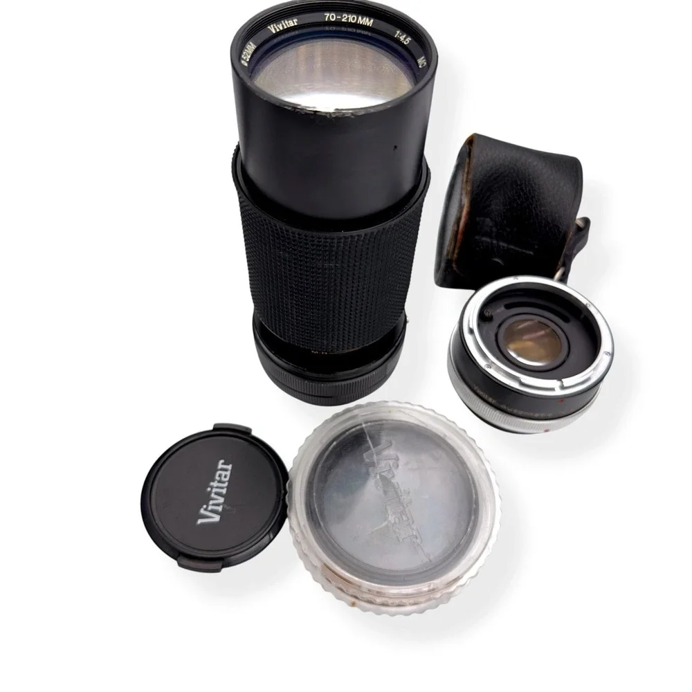Canon A-1 35mm SLR Film Camera + Bundle Accessories Bag Lenses Power Winder Etc